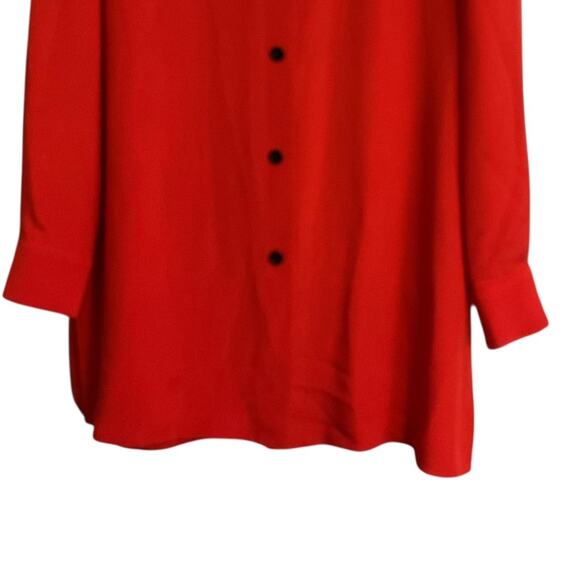 Linda Allard Ellen Tracy Red 100% Silk Button Front Tunic Dress Size 10 - Picture 11 of 14